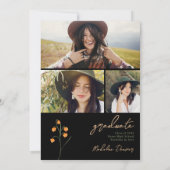 Modern chic boho bright wild flower afstuderen kaart (Achterkant)