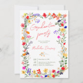 Modern chic boho bright wild flower afstuderen kaart (Voorkant)