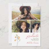 Modern chic boho bright wild flower afstuderen kaart (Achterkant)