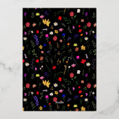 Modern chic boho bright wild flower baby shower folie uitnodiging (Achterkant)