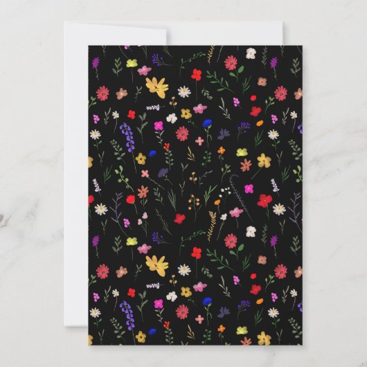 Modern chic boho bright wild flower baby shower kaart (Achterkant)