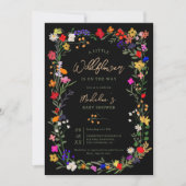 Modern chic boho bright wild flower baby shower kaart (Voorkant)