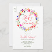 Modern chic boho bright wild flower baby shower kaart (Voorkant)