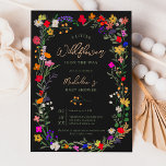 Modern chic boho bright wild flower baby shower kaart<br><div class="desc">Een kleine bloem op weg. Voeg een stukje bohemische elegantie toe aan uw baby shower met onze moderne Chic Boho Bright Elegant kleurrijke wilde bloemen Uitnodiging. Met roze, rode, groene en paarse tinten botanische bloemen geïnspireerd door wilde bloemen en roestrijke tuinen van de waterverf met subtiele groen en moderne boho-scripttypografie...</div>