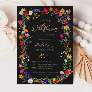 Modern chic boho bright wild flower baby shower kaart