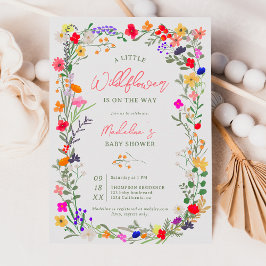 Modern chic boho bright wild flower baby shower kaart