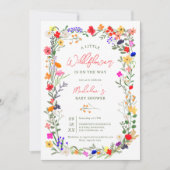Modern chic boho bright wild flower baby shower kaart (Voorkant)