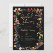 Modern chic boho bright wild flower vrijgezellenfe kaart (Voorkant)