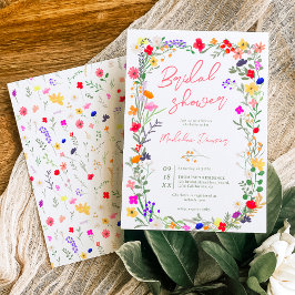 Modern chic boho bright wild flower vrijgezellenfe kaart