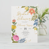 Modern Chic Boho Bright Wild Flowers Vrijgezellenf Kaart (Staand voorkant)