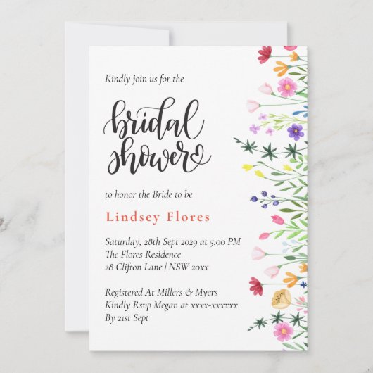 Modern Chic Boho Bright Wild Flowers Vrijgezellenf Kaart (Voorkant)