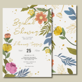 Modern Chic Boho Bright Wild Flowers Vrijgezellenf Kaart