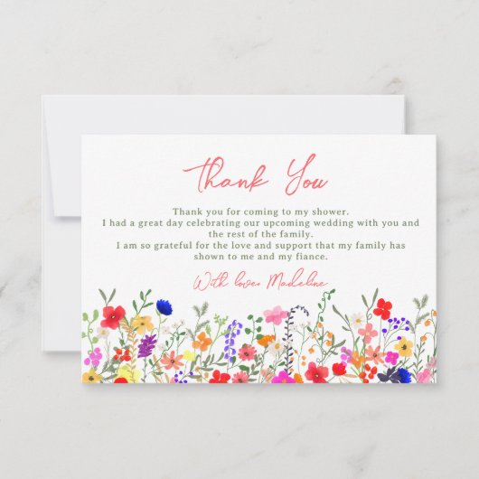 Modern chic boho briljant wild bloemen bedankkaart (Voorkant)