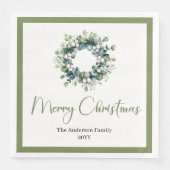 Modern Chic Boho Christmas Wreath in Neutral Tones Servet (Voorkant)