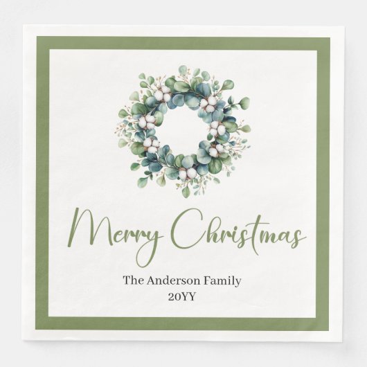 Modern Chic Boho Christmas Wreath in Neutral Tones Servet (Voorkant)