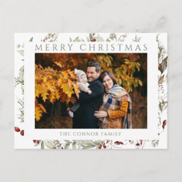 Modern Chic Boho Wildflower Vrolijk kerstfeest Briefkaart