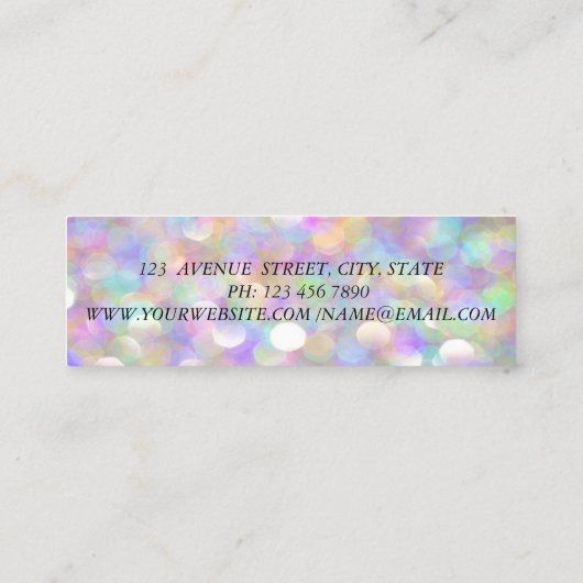 Modern Chic Bokeh, Girl Face, Makeup kunstenaar Mini Visitekaartje (Achterkant)