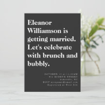 Modern Chic Bold Black Typography Bridal Brunch