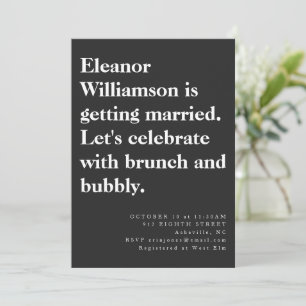 Modern Chic Bold Black Typography Bridal Brunch Kaart