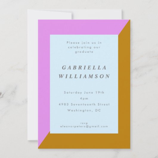 Modern Chic Border Minimal Graduation Party Roze Kaart (Voorkant)