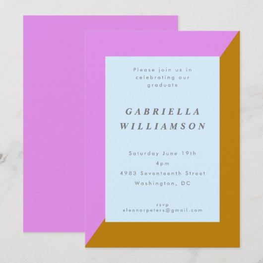 Modern Chic Border Minimal Graduation Party Roze Kaart (Voorkant / Achterkant)