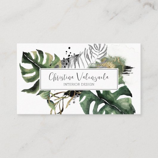 Modern Chic Botanical Greenery Visitekaartje (Voorkant)
