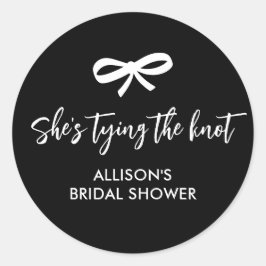 Modern Chic Bow Ribbon Bridal Shower Black White Ronde Sticker