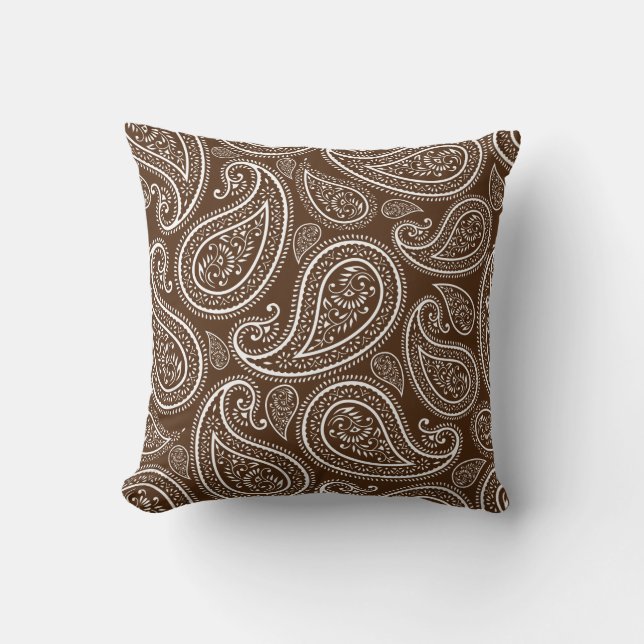 Modern Chic Brown Paisley Kussen (Voorkant)