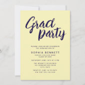 Modern Chic Brush Script Navy & Yellow Afstudeerde Kaart (Voorkant)