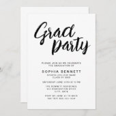 Modern Chic Brush Script Zwart-wit Afstudeerder Pa Kaart (Voorkant / Achterkant)