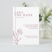 Modern Chic Burgundy Elegant Wedding Save The Date (Staand voorkant)
