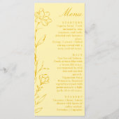 Modern Chic Butter Yellow Floral Wedding Menu (Voorkant)