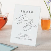 Modern Chic Calligraphy Wedding Photo Guestbook Reclamebord Met Voetstuk (Insitu)