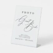 Modern Chic Calligraphy Wedding Photo Guestbook Reclamebord Met Voetstuk (Voorkant)