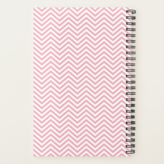 Modern Chic Chevron Zigzag Blush Pink Girly Script Planner (Achterkant)