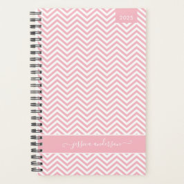 Modern Chic Chevron Zigzag Blush Pink Girly Script Planner