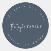 Modern chic | Circulair retouradres van de marine Ronde Sticker (Voorkant)