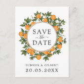 Modern Chic Citrus Oranje bruiloft Save the Date Aankondigingskaart (Voorkant)