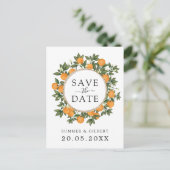 Modern Chic Citrus Oranje bruiloft Save the Date Aankondigingskaart (Staand voorkant)