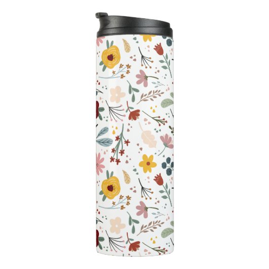 Modern Chic Colorful Floral Pattern Thermosbeker (Geroteerd rechts)