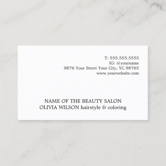 Modern Chic Copper Grey Bold Haarstylist Visitekaartje (Achterkant)