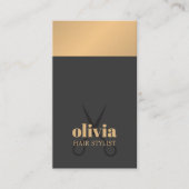 Modern Chic Copper Grey Bold Haarstylist Visitekaartje (Voorkant)
