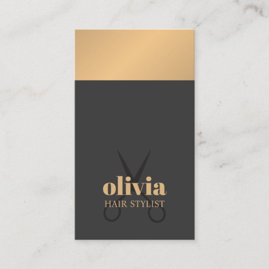Modern Chic Copper Grey Bold Haarstylist Visitekaartje (Voorkant)