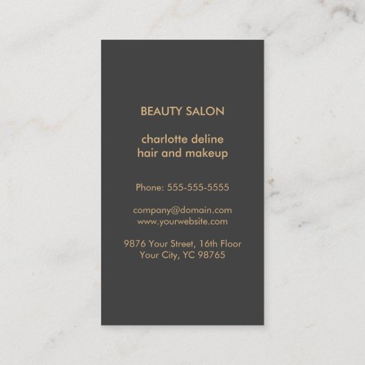 Modern Chic Copper Grey Hair en Makeup Visitekaartje (Achterkant)