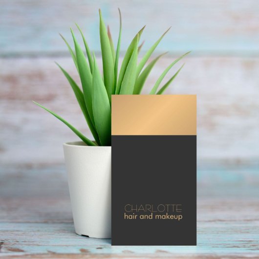 Modern Chic Copper Grey Hair en Makeup Visitekaartje