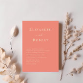 Modern Chic Coral Minimalist Script Wedding Kaart