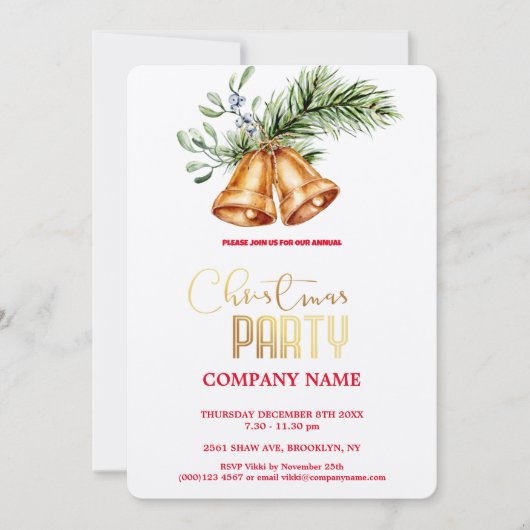 Modern Chic Corporate Christmas-Waterverf Kaart (Voorkant)