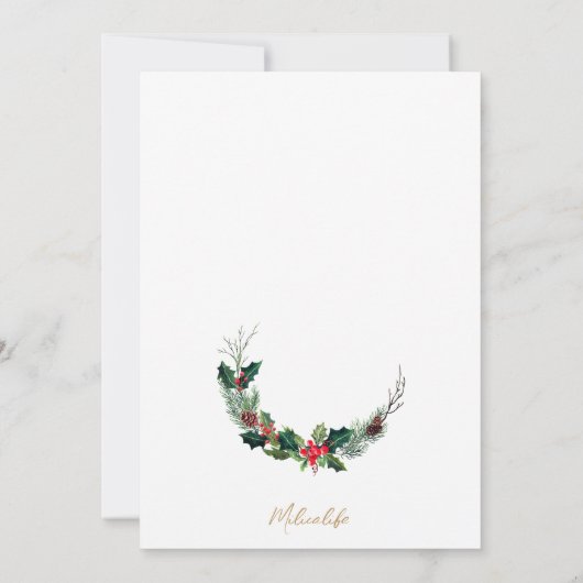 Modern Chic Corporate Christmas Waterverf krans Kaart (Achterkant)