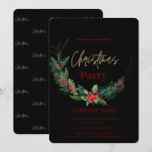 Modern Chic Corporate Christmas Waterverf krans Kaart (Voorkant / Achterkant)