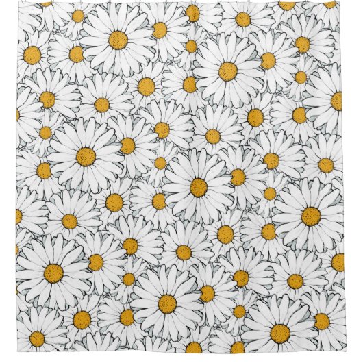 Modern Chic  Daisy Floral Pattern Waterverf Douchegordijn (Voorkant)